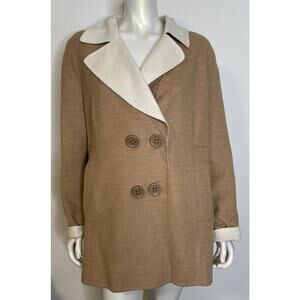 Sonia Bogner Camel Wool Cashmere Angora Blend Coat Jacket US 16 Columbo Button